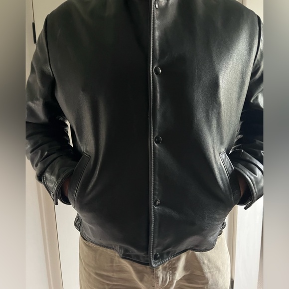Leather coat made in Canada. Motorcycle style tab collar. Great condition. - Picture 3 of 7